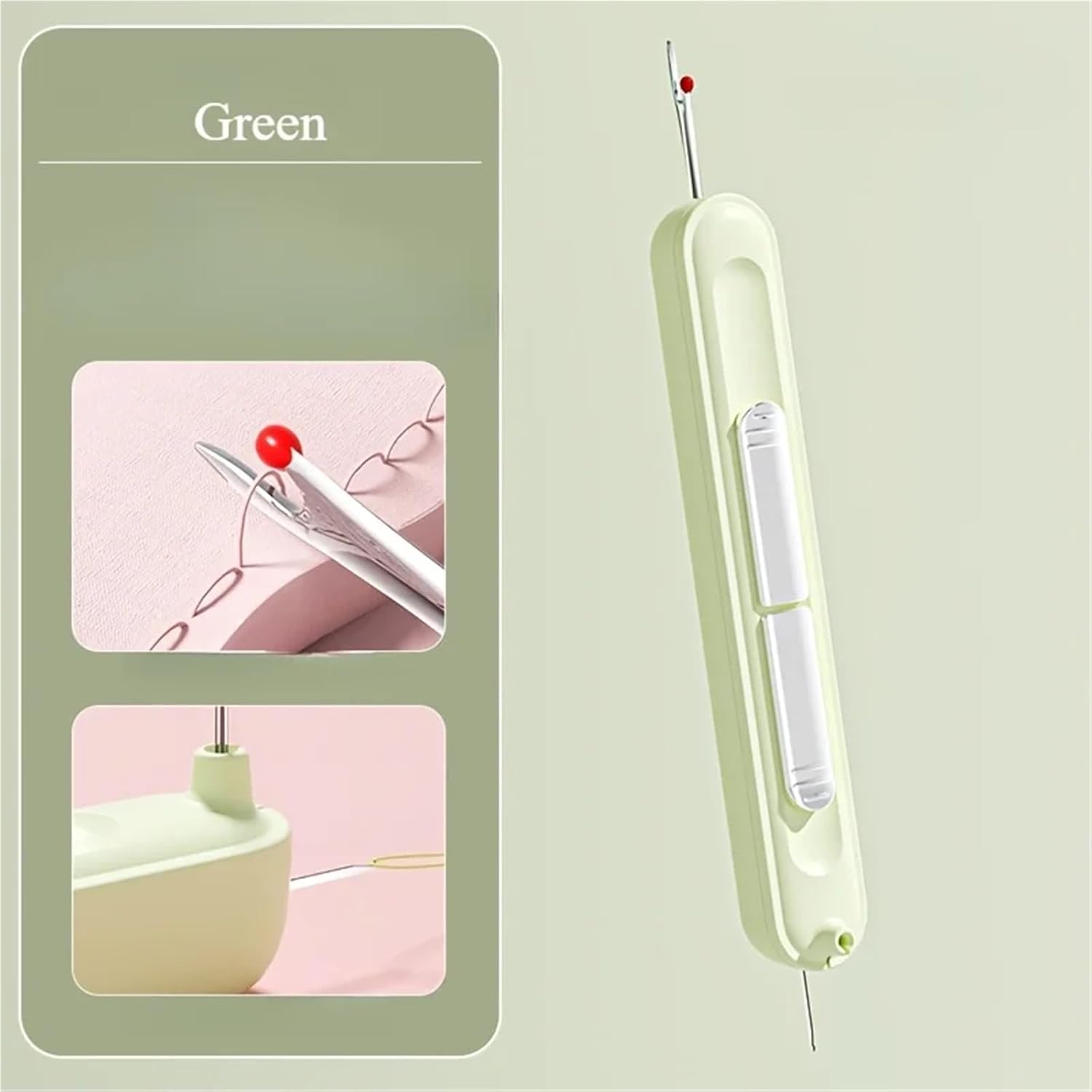 Seam Rippers 2 in 1 Needle Threader and Multifunctional Sewing Thread Remover Tool for Cross Stitch Crafting(Green)