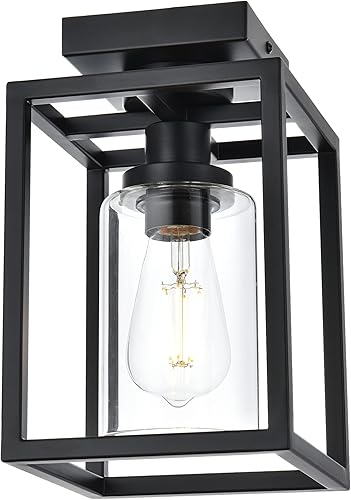 MELUCEE Lámparas de techo de montaje empotrado, lámparas de pasillo negras para techo, rústicas, para isla de granja, para entrada, porche,