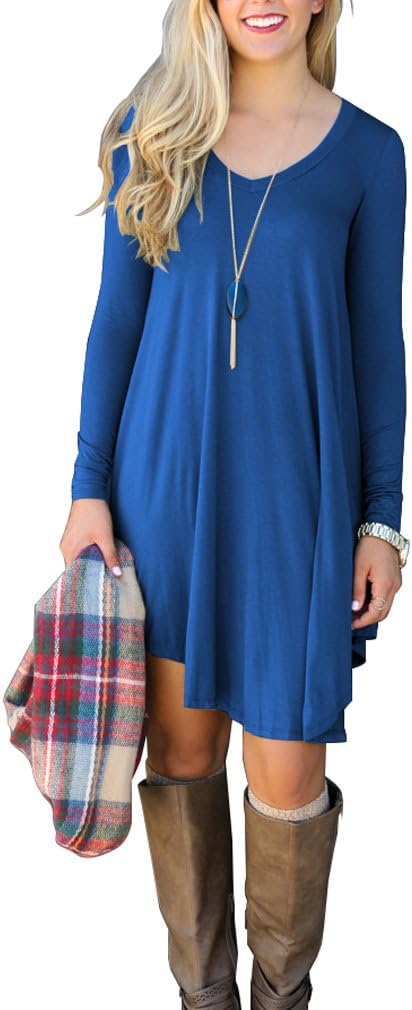 Miss Hollywood Women's Long Sleeve Casual Loose T-Shirt Dress