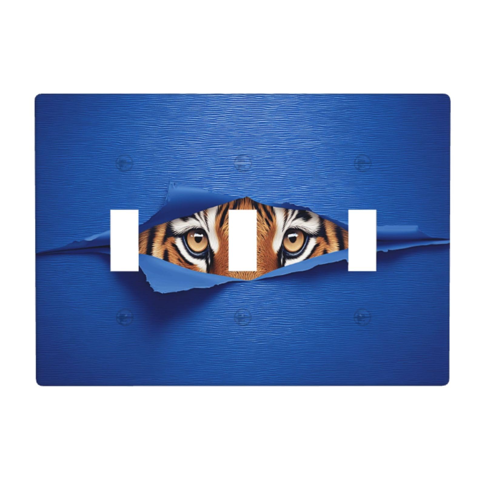 Tiger After Blue Wall Minimal Light Switch Covers 3 Gang Triple Toggle Wall Plate Switchplate Electrical Faceplate for Bathroom Kitchen Bedroom Decor