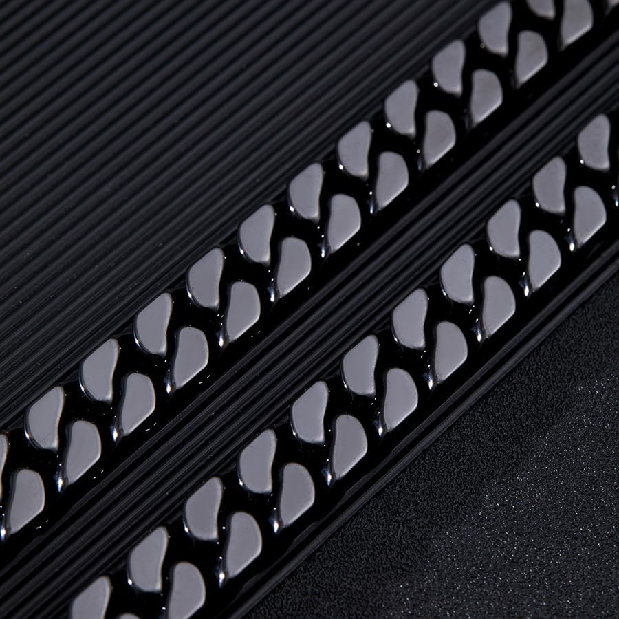 Cuban Link Bracelet for Men, 12mm Ceramic Cuban Bracelet,Black Bracelet for Men,Jewelry Gifts for Him - Image 5