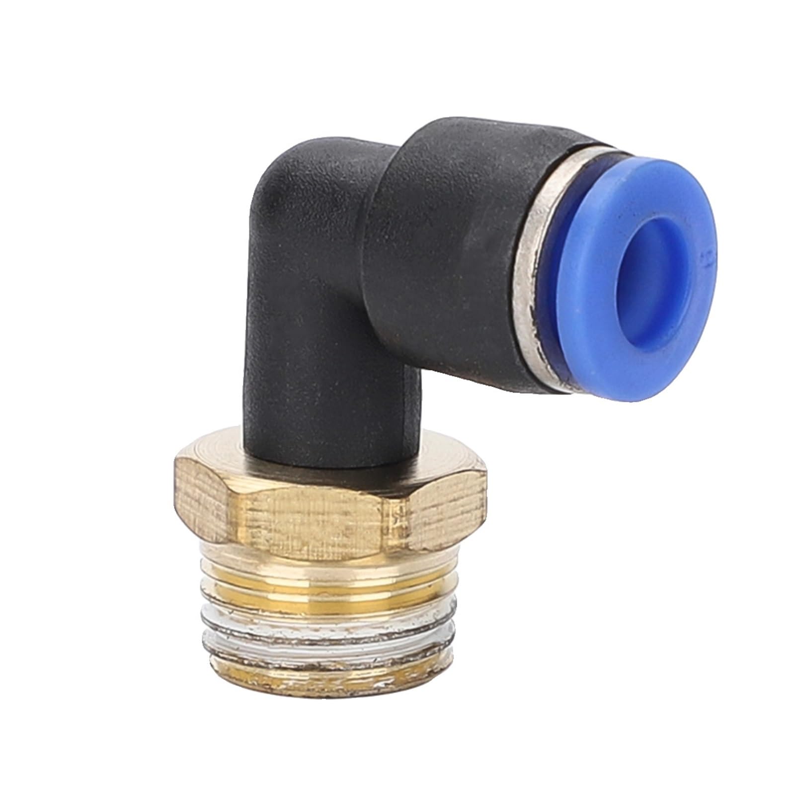 Pneumatic Air Pipe Quick Connector 90 Degrees L-Type Right Angle Elbow PL8-02/8-M5 Plastic External Thread 1Pcs(PL10-04(Blue))