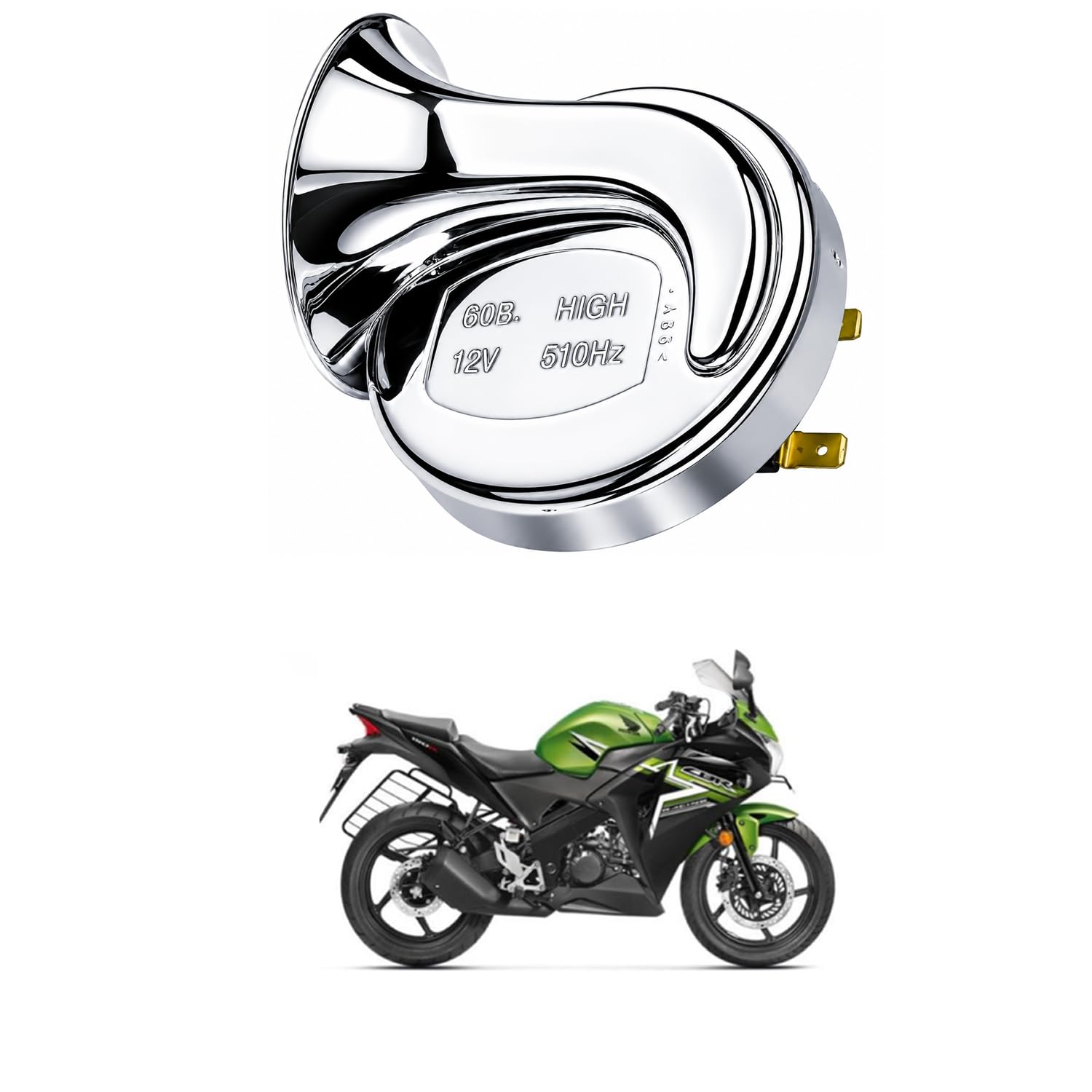 Universal 12V Automotive Vehicle Horn, High Tone 510Hz Chrome Snail Electric Horn, Loud 110dB Waterproof Replacement Horn for Car, Bike, Motorcycle, Scooter Comfortable With CB-R 150-image-47
