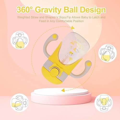 Miniatura 5 de Vaso para bebé con popote con peso, ideal para niños de 1 año y bebés en transición de 6 a 12 meses, a prueba de derrames y fácil de sostener con