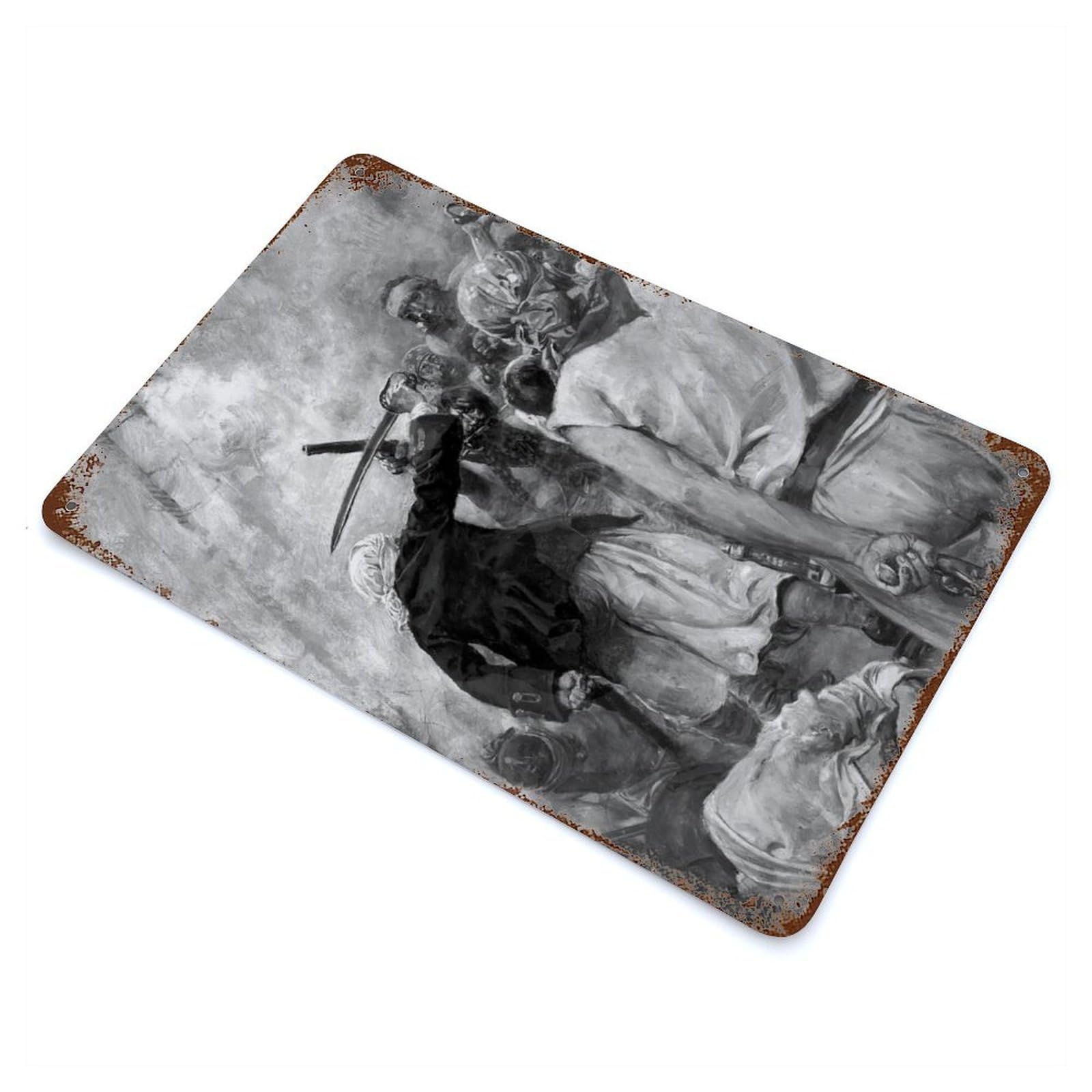 Blackbeards Last Fight Rusty Metal Tin Sign 11.8"x7.9", for Basement, Hobby Room And Garage Decor, Retro Wall Decor