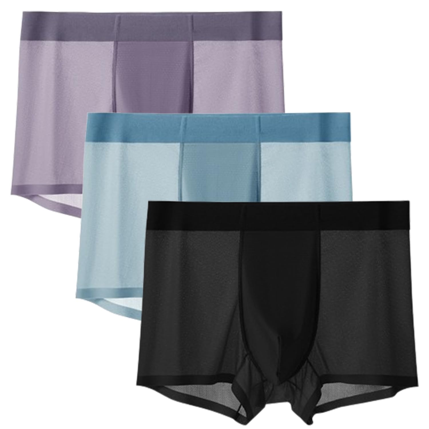 VNDUIFH 3pcs Jewyee Ultra Thin Ice Silk Mens Pouch Underwear, Men's large size seamless ice silk boxer briefs