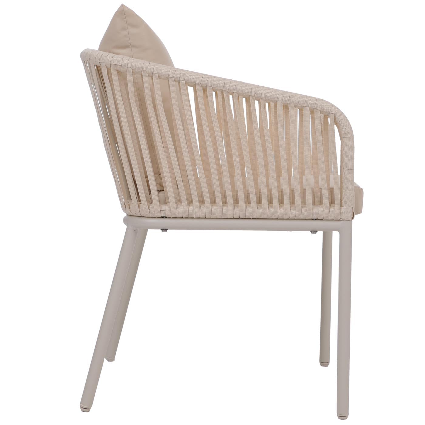 Mendler Set di 2 sedie da giardino HWC-N41, poltrona da esterno, in alluminio intreccio corda - avorio cuscini avorio