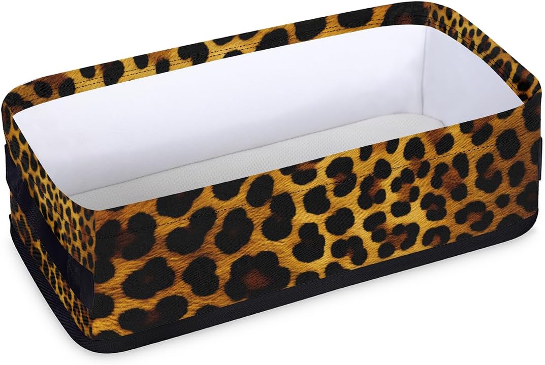 Leopard Print Cheetah Narrow Storage Baskets for Toilet Paper Foldable Fabric Storage Bins Organizer Toilet Tank Topper Paper Holder Bathroom Decor 1 Pack