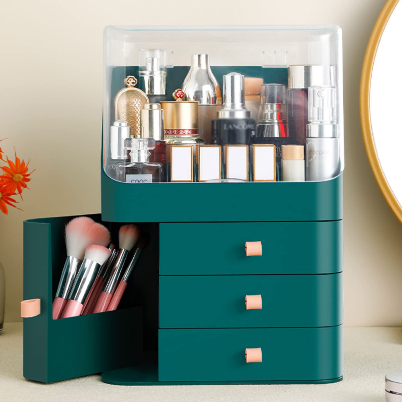 Rangement de Maquillage,Organisateur de Soins de la Peau, Organisateur de Maquillage avec tiroirs,Rangement de comptoir(A)