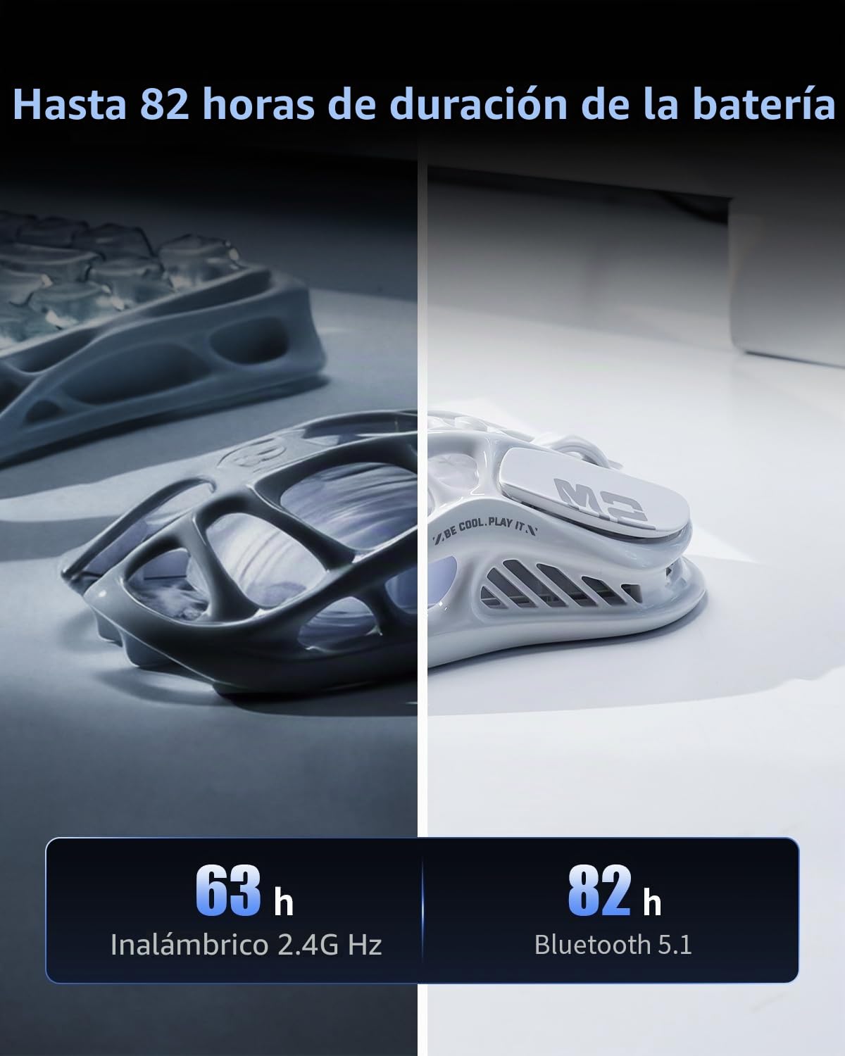GravaStar Mercury M2 - Ratón inalámbrico para juegos con 26,000 DPI, sensor PAW3395DM - diseño ahuecado ligero de 79g - 5 botones programables - 5 RGB Dynamic Lightsync (Blanco)