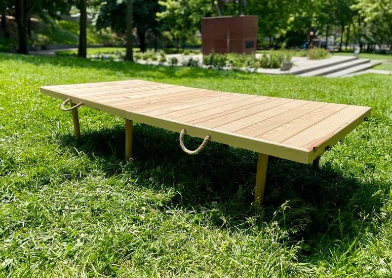 Miniatura 2 de DARBUT Mesa de picnic plegable (31 x 77,13 pulgadas y 19 pulgadas de alto), hecha a mano, mesa de madera plegable bohemia, mesa grande bohemia, mesa