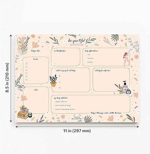 Miniatura 2 de Bliss Collections - Bloc de notas para diario, 50 hojas sin fecha, agenda de escritorio, calendario diario motivacional, planificador de tareas,