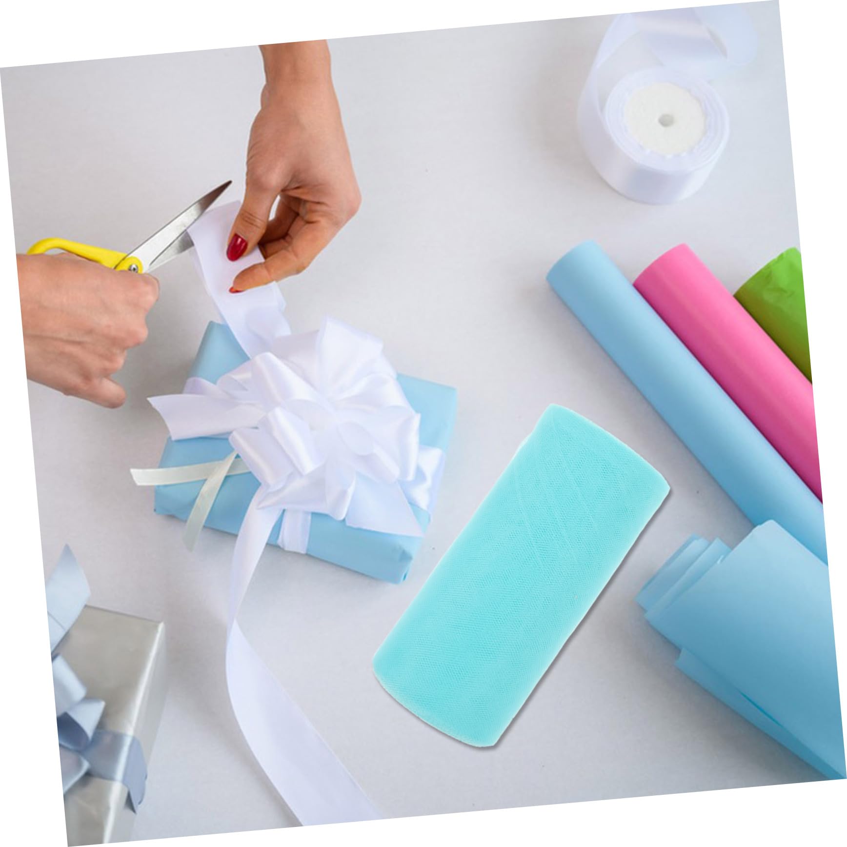 LALAFINA 1roll Wedding Tulle Table Skirt Decorative Tulle Ribbon for Parties Home Decor and Celebrations Meters of High-Grade for Crafting and Floral Arrangements