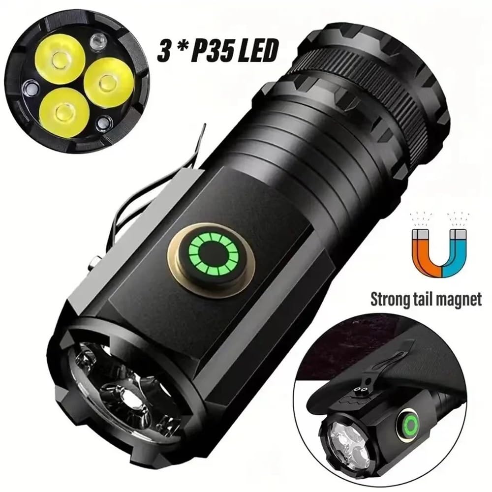 3 F350 Mini latarka LED Potężny akumulator typu C 18350 Latarka akumulatorowa SST20 Lampa 2000 lm z magnesem na ogonie Latarnia taktyczna(Long With Battery)
