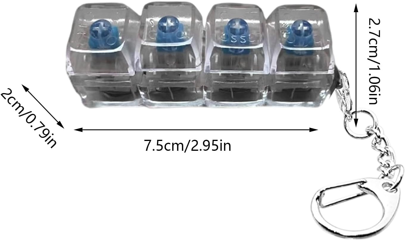 Keyboard Fidget Toy,4 Buttons Keyboard Clicker Fidget Toys,Funny Keyboard Fidget Keyring Toys with Lights,Stress Relief Finger Keyboard Cap Fidget Toy Keychain for Kids & Adults