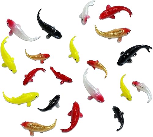 20 piezas de mini figuras de peces koi peces de colores en miniatura, suministros de jardín de carpas pequeñas, peces de colores falsos, figuras de