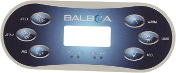 Balboa 12762 BP Series TP600 6 Button Overlay-P1/P2/Aux/Temp/Light