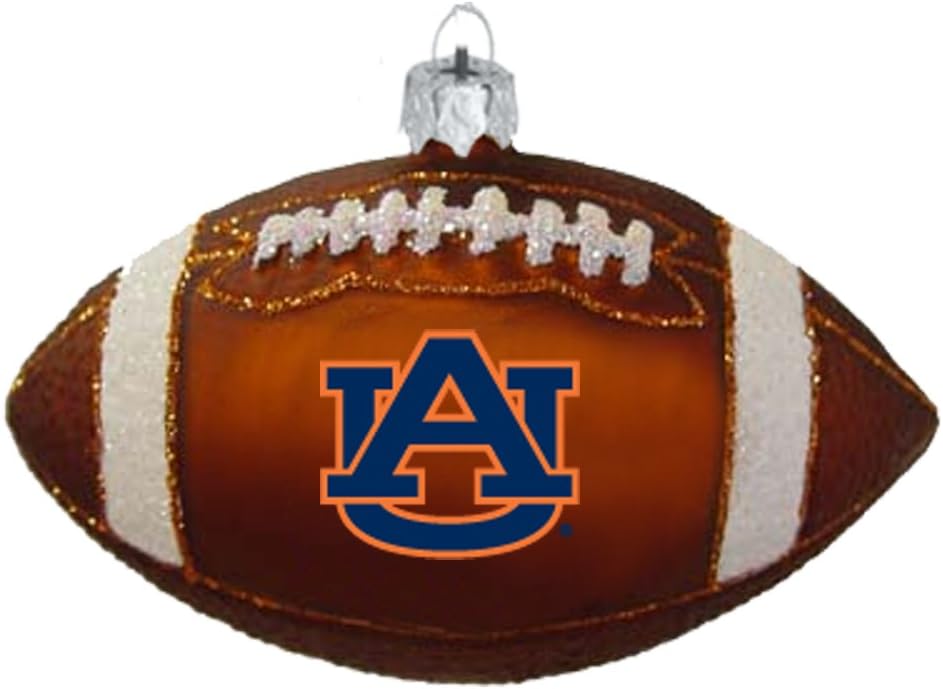 NCAA Auburn Tigers Blown Glass Football Ornament