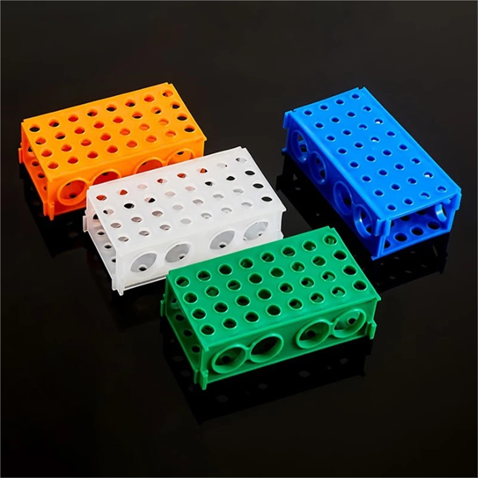 Test Tube Holder, Centrifuge Tube Rack for 0.5-50ml Freezer Tubes, Four Sides(Orange)