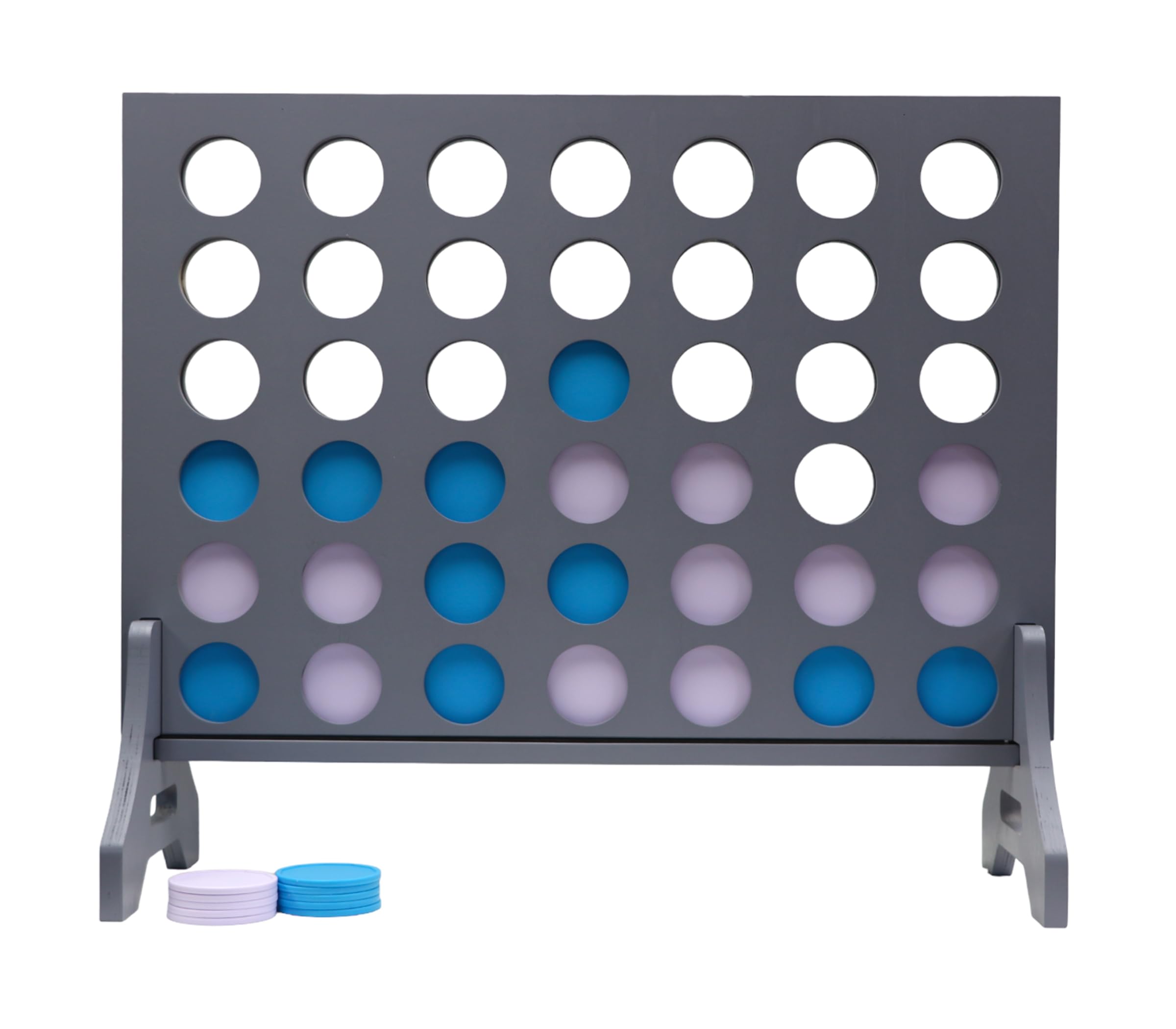 Giant 4 in a Row Game for Family &amp; Adults – Tailgating Pros Jumbo Grey Wooden Four in a Row Indoor &amp; Outdoor Yard Game for Family Party Fun, Portable Activities for Patio, Backyard, and Camping