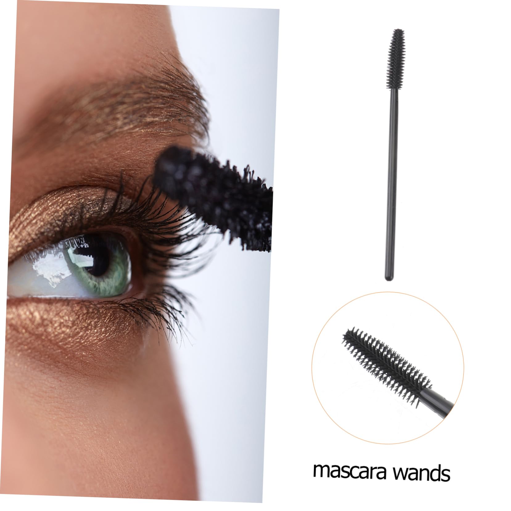 FOYTOKI Eyebrow Spoolie Lash Brush Set 50pcs Disposable Nylon Bristles for Daily Makeup for Professionals Beginners (black)