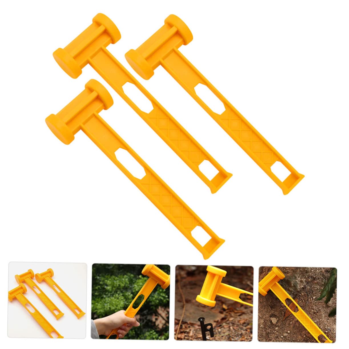 ibasenice 3pcs Camping Hammer for Tent Stakes Non-Skid Handle Mallet Portable Outdoor Tool Weatherproof Plastic Mallet