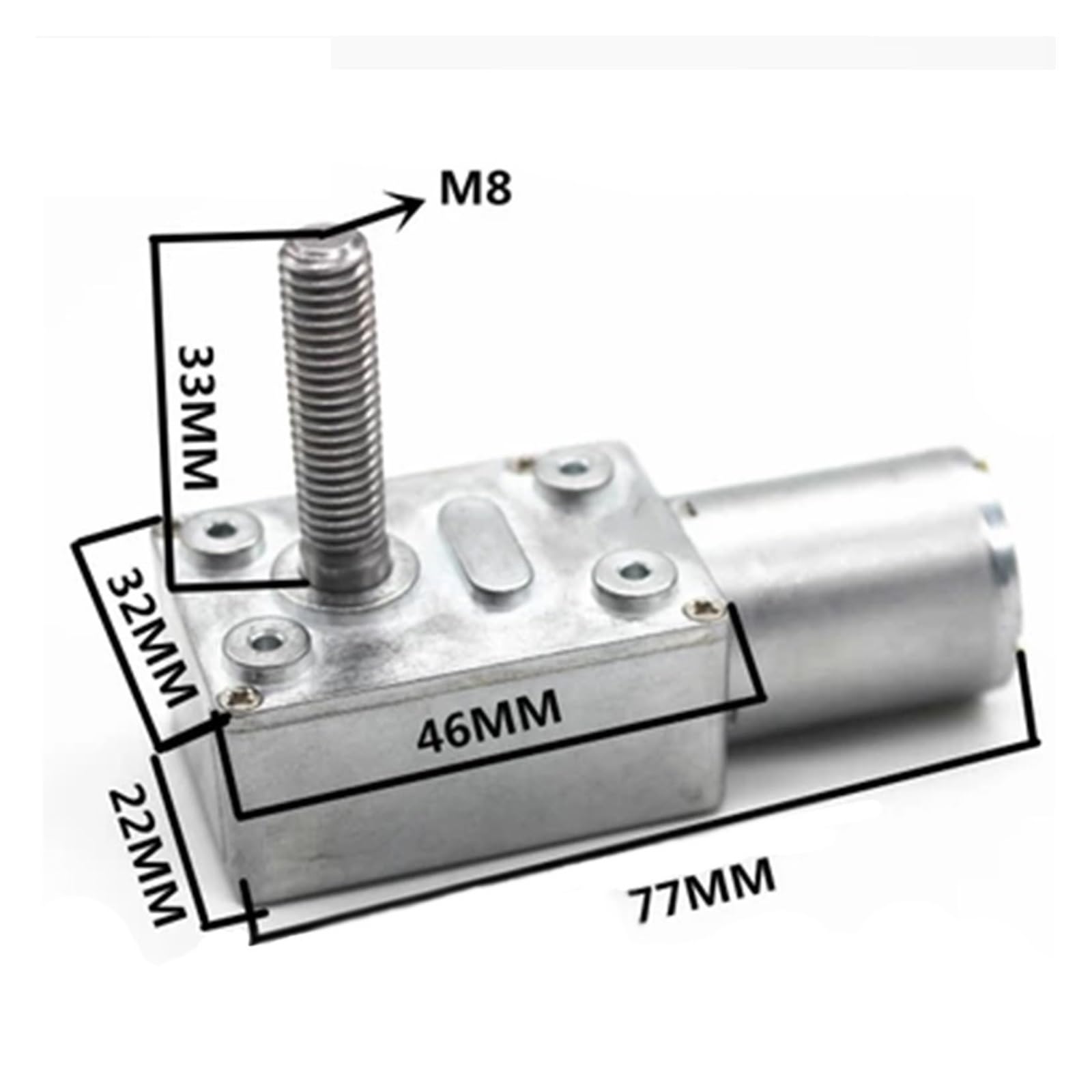 Paket P 12 V 40 U/min DC-Schneckengetriebe mit elektronischem Anlasser, Niedriggeschwindigkeitsreduzierer JGY370-M8, Gewindeschaftlänge 33 mm