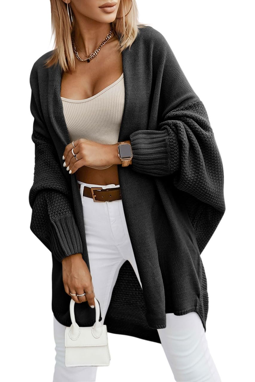 Saodimallsu Strickjacke Damen Langarm Oversize Cardigan Open Front Sweater Leichte Lange Strickmantel Casual Elegant Einfarbig Pullover
