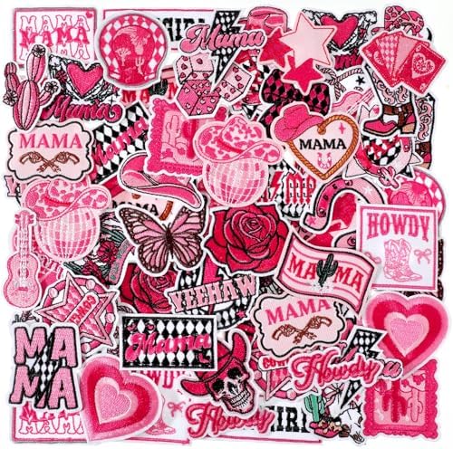 Lyrow 72 Pcs Mama Embroidered Iron on Patches Sew on Repair Embroidery Decoractive Patches Applique Decor DIY Crafts Gift for Clothes Backpack Hat Jacket Jeans Accessories, 36 Styles