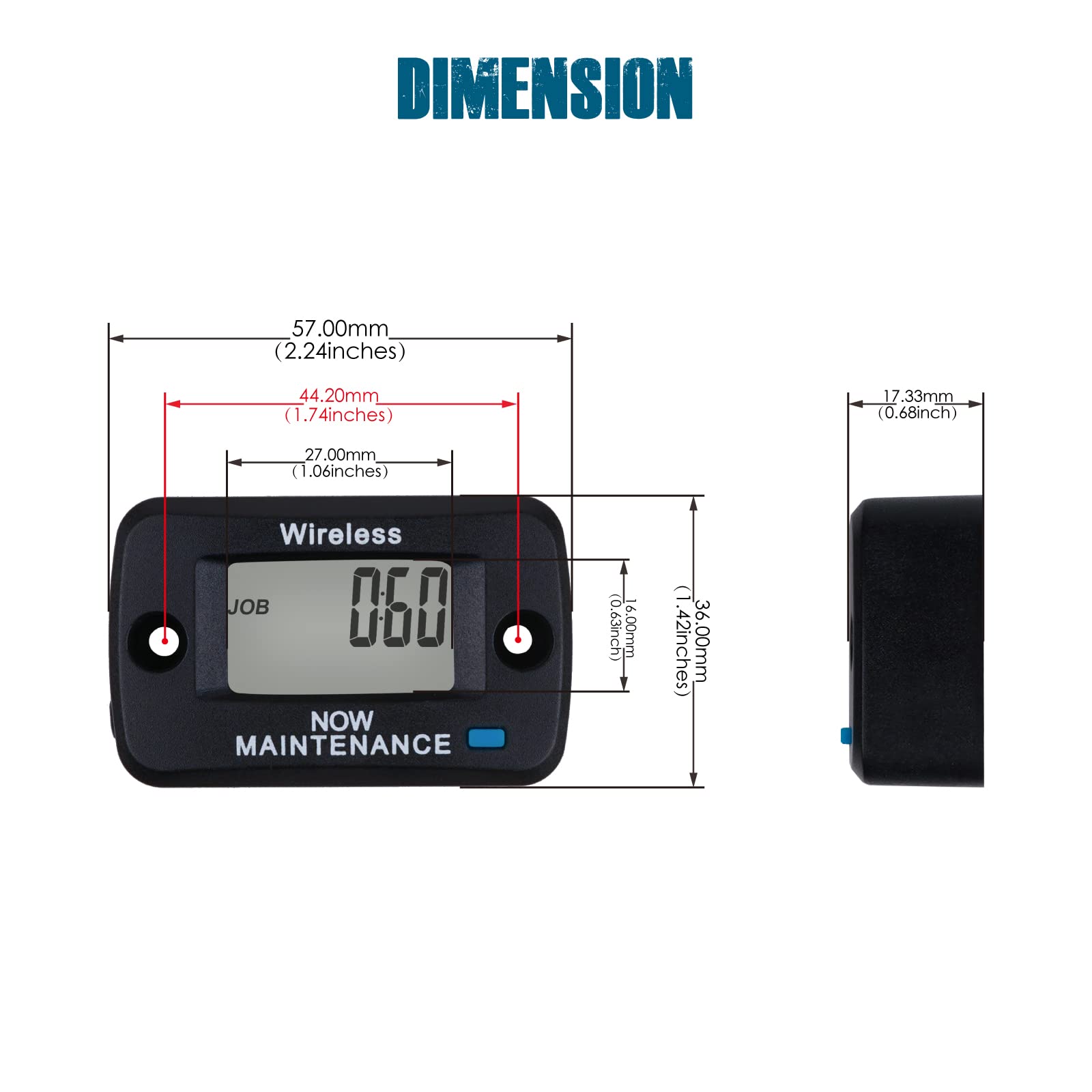 Runleader Contaore digitale attivato a vibrazione, promemoria di manutenzione, design wireless, adatto a qualsiasi motore a gas o diesel, funziona su tosaerba, generatore, compressore, spazzaneve
