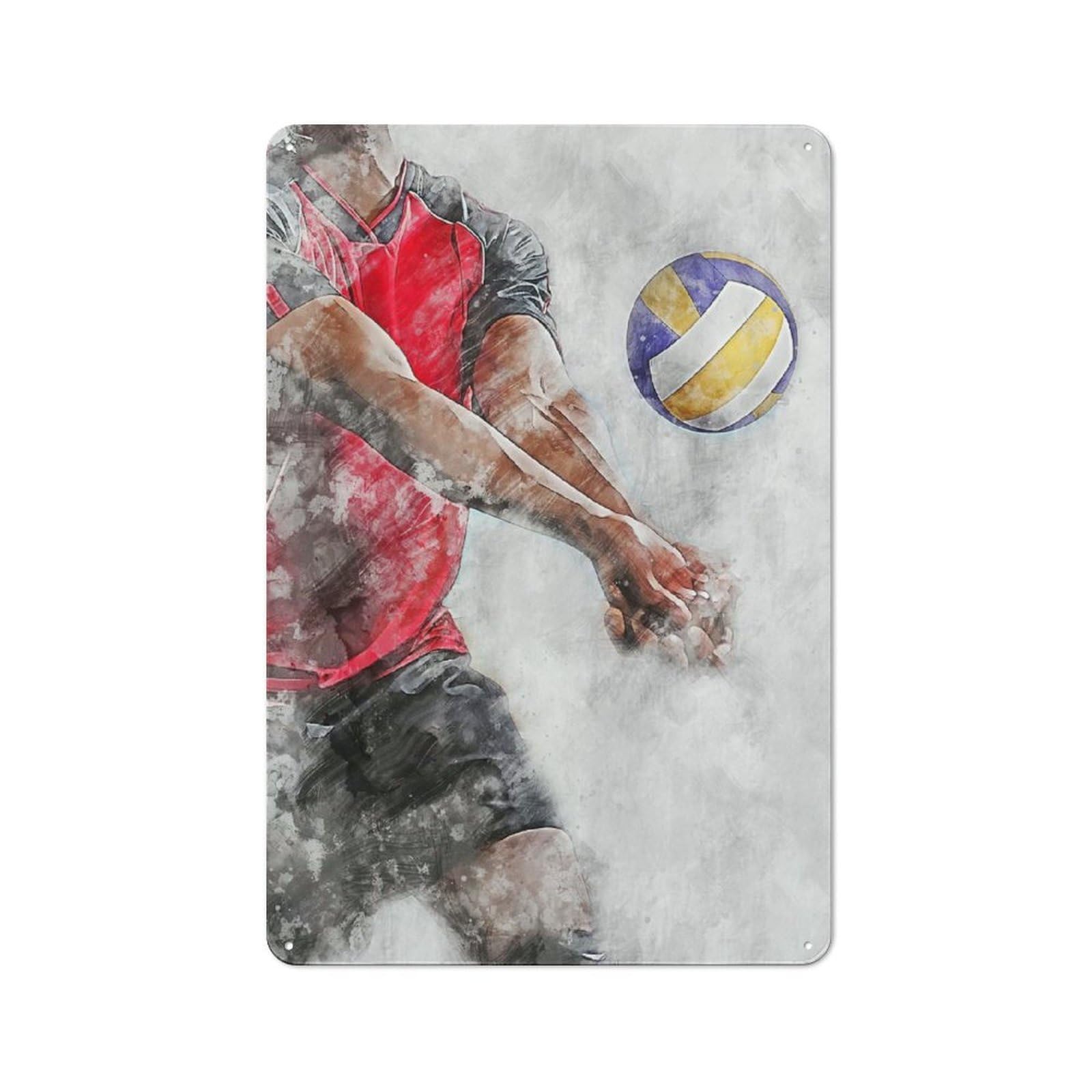 Junmoney Style-16 Volleyball 5 Retro-Style Tin Wall Plaque 30X20cm For Café Or Home Bar, For Themed Interiors In Cafés And Home Bars