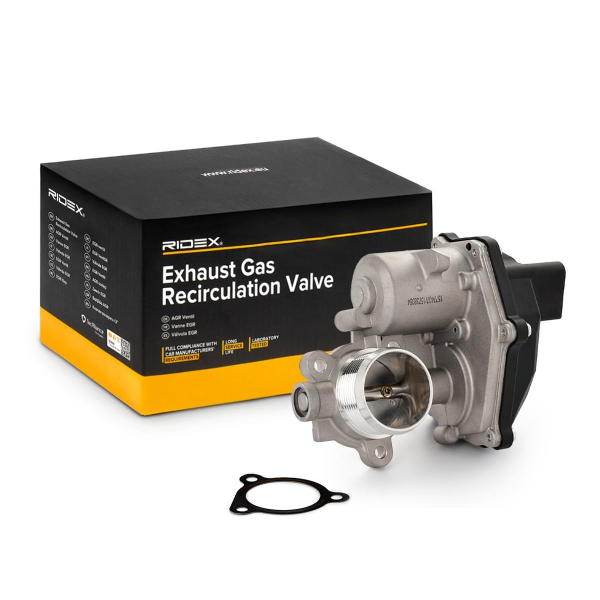 RIDEX 1145E0252 Valvola EGR elettrico con guarnizione con bocchettone tubo Lato bassa pressione Compatibilità con VW Golf 7 Hatchback 5G1, BQ1, BE1, BE2