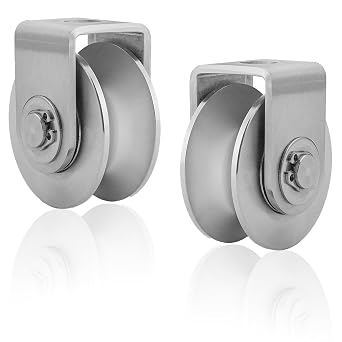2-Pack 2" Stainless Steel U-Groove Pulley Wheel, Heavy Duty Caster Wheel Track Sliding Gate Roller, 880lbs Load Bearing for Swing Sliding Gate