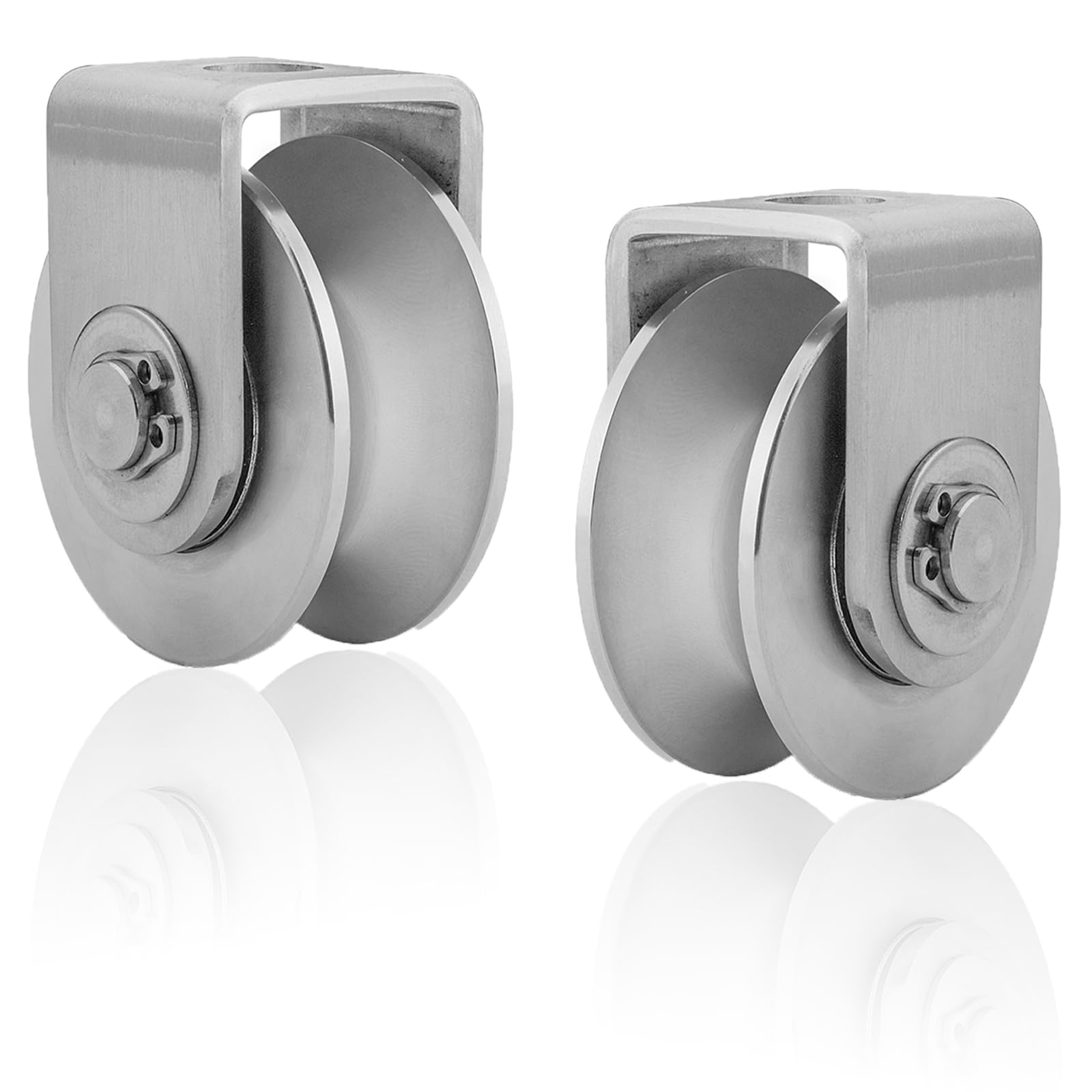 2-Pack 2" Stainless Steel U-Groove Pulley Wheel, Heavy Duty Caster Wheel Track Sliding Gate Roller, 880lbs Load Bearing for Swing Sliding Gate-image-12