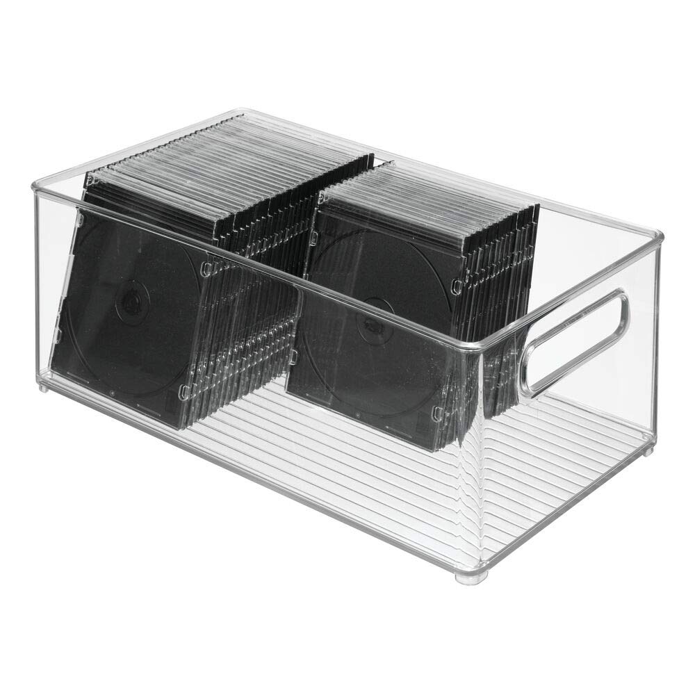 mDesign Tiefe Kunststoff-Aufbewahrungsbehälter, Büro-Organisation für Aktenschrank, Schrank, Regale und Schreibtisch – hält Notizblöcke, Stifte, Textmarker und Hefter – 2 Stück – transparent