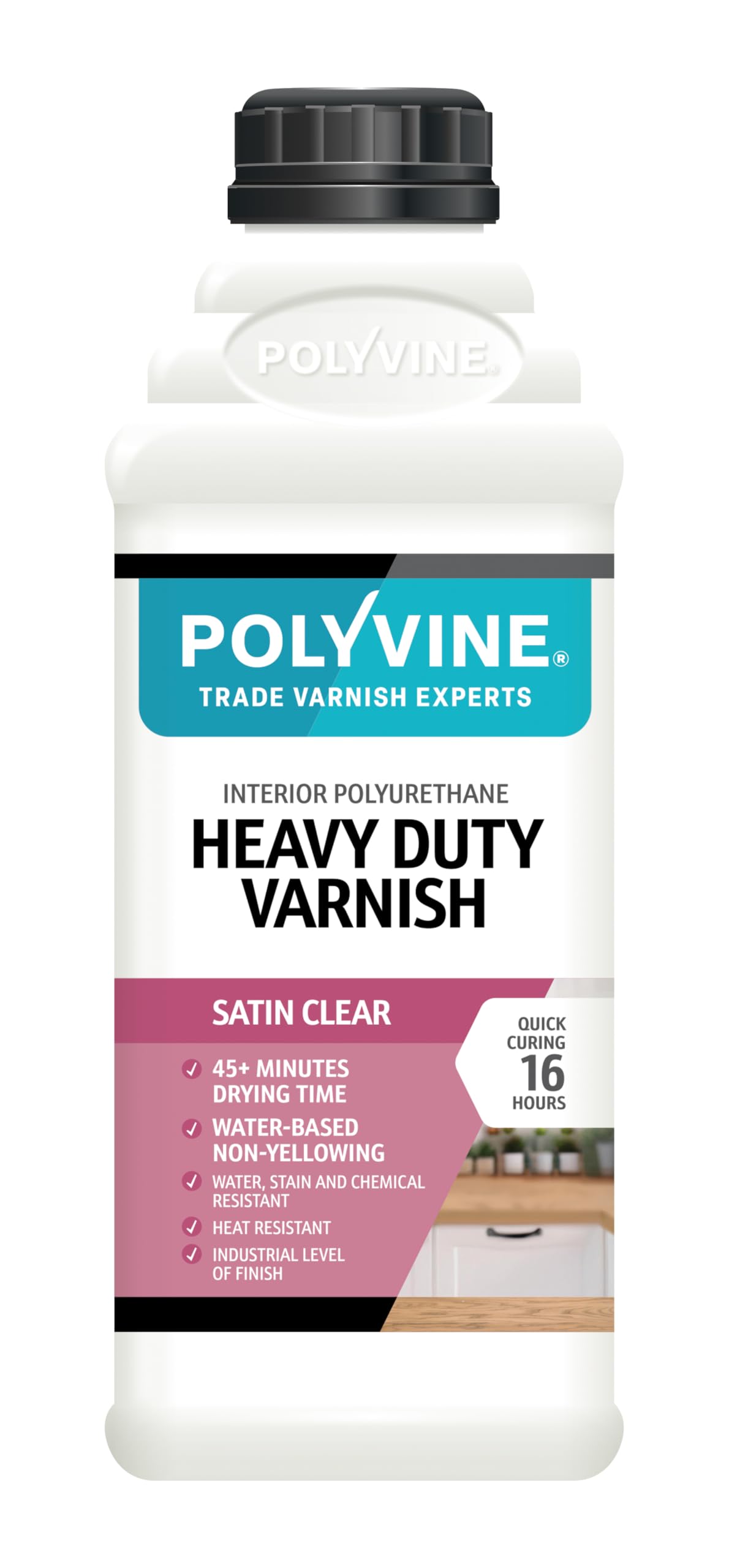 Polyvine Heavy Duty Interior Wood Varnish Satin 1L from B&Q