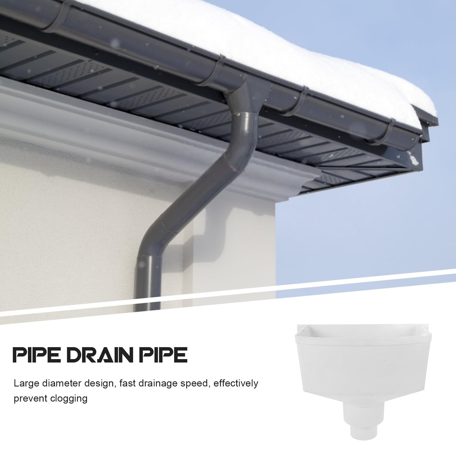 Adaptador de Bajante para Canalón en Pvc Blanco, Resistente y Fácil de Instalar, Accesorio Adecuado para Drenaje Exterior y Canaletas Pluviales