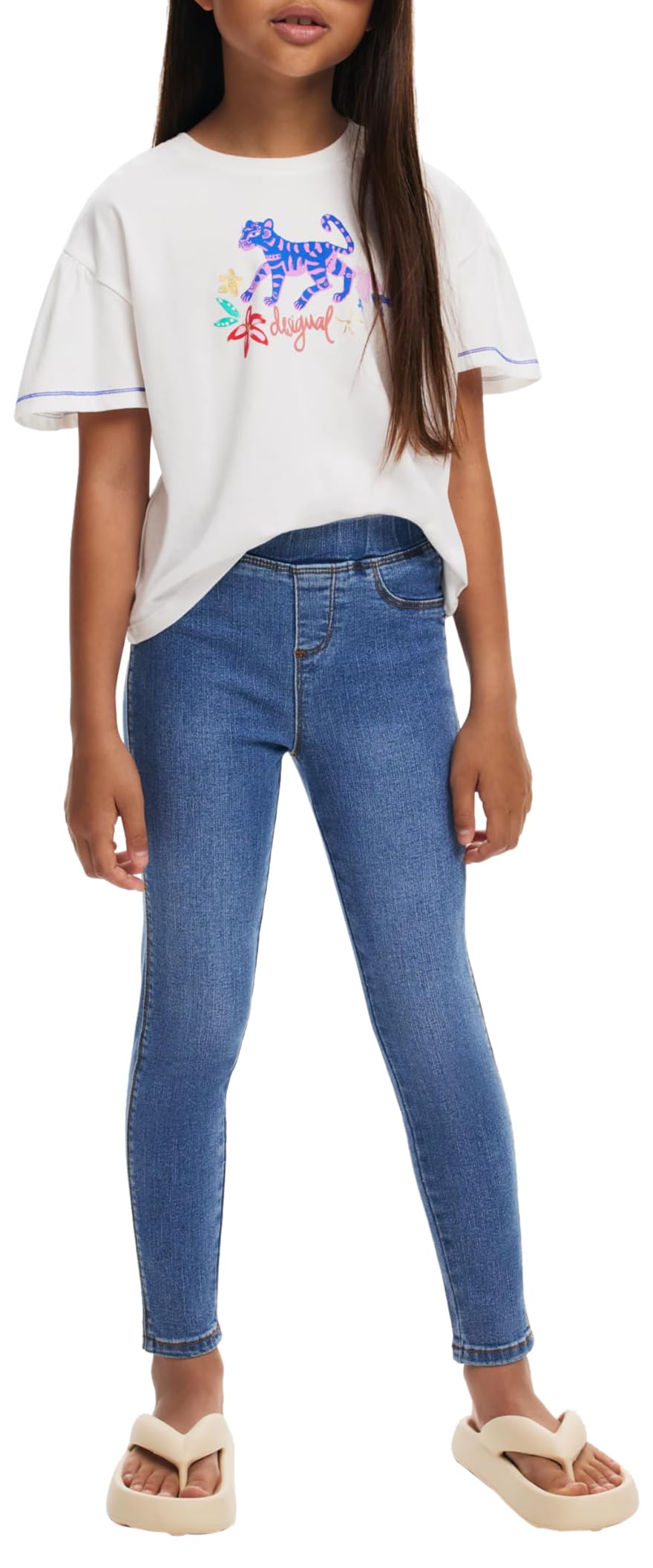 Desigual Chicas Azul Leggins Denim Logo, 9/10