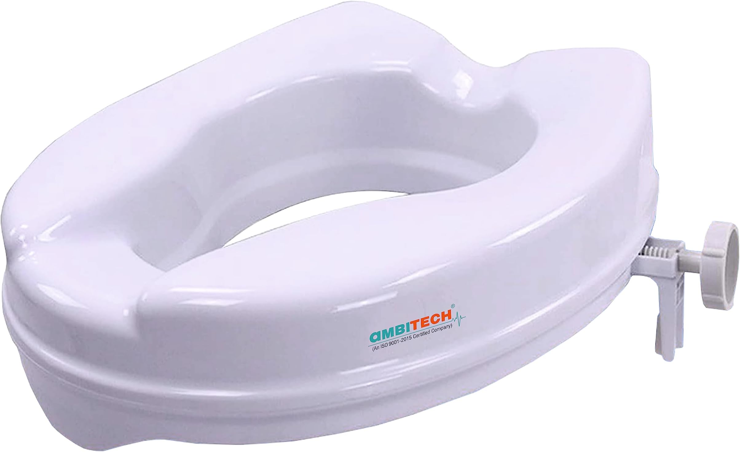 AmbiTech Elevated Commode Raised Toilet Seat with Lid (White, 6 Inch)