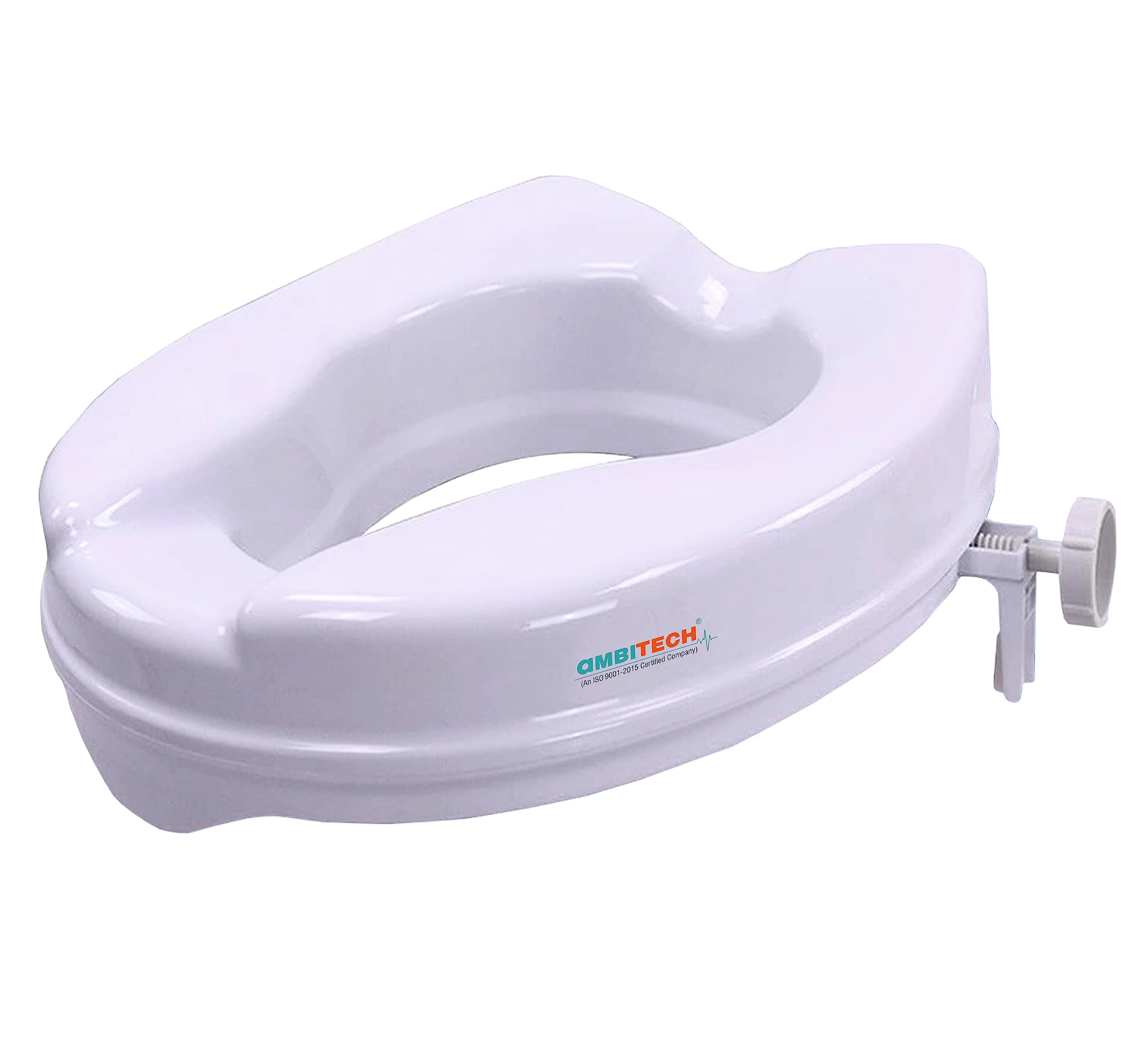 AmbiTech Elevated Commode Raised Toilet Seat with Lid (White, 6 Inch)