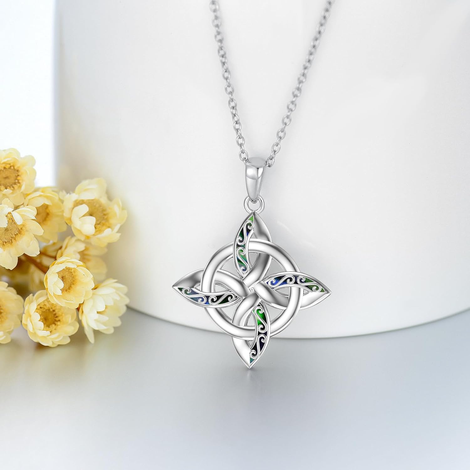 YAFEINI Celtic Knot Necklace Sterling Silver Witches Knot Pendant Necklace Irish Jewelry Gifts For Women - Image 2