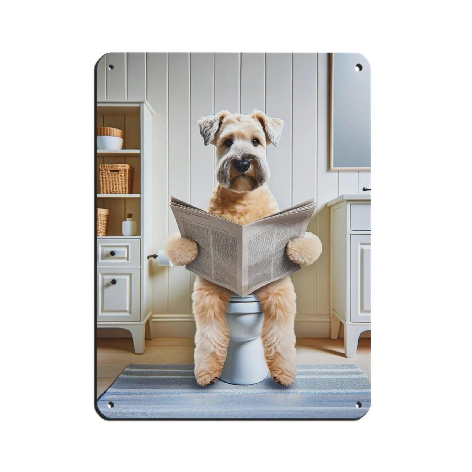 Lxwnze 30L X 40W Cm Wheaten Terrier, Funny Bathroom Decor Tin Sign Vintage Metal Pub Club Cafe Bar Home Wall Art Decoration Poster Retro 12X16inch(30X40cm)