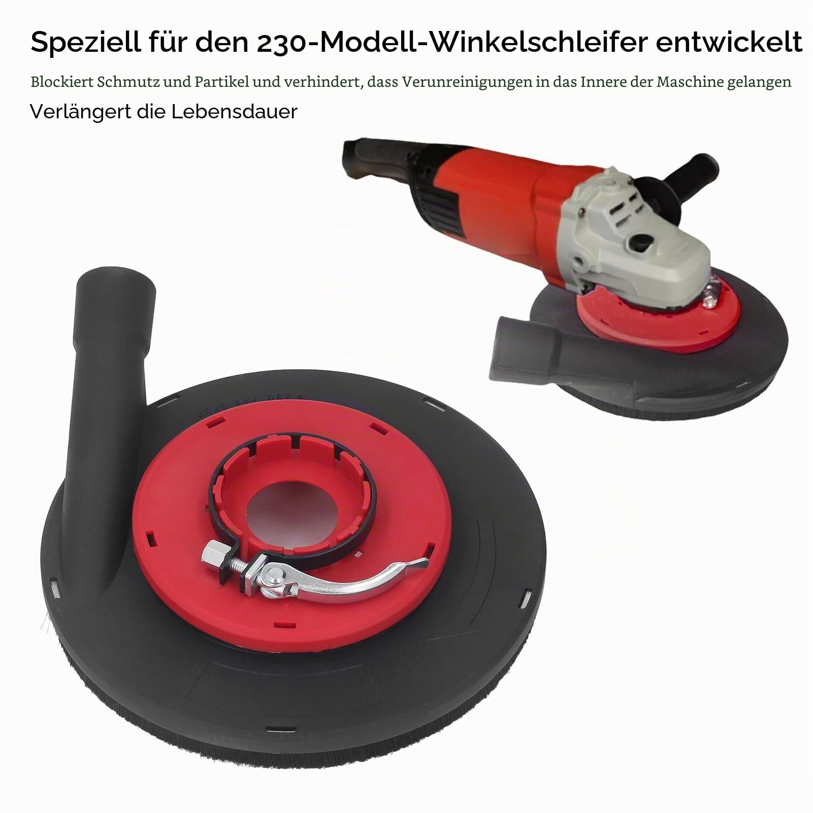 Fockety Flachschleifstaubschutz, 9-Zoll-Winkelschleifer-Staubschutz 230 Mm Diamant-Schleiftopf Flachschleifhaube, Effiziente Filtration