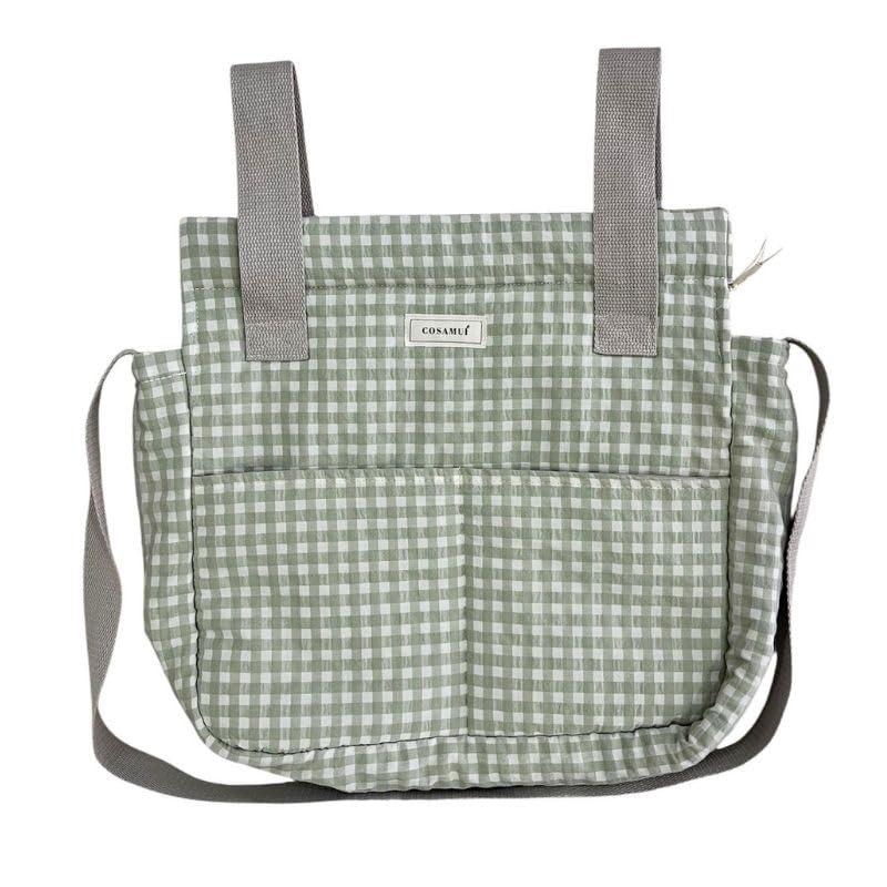 Cosamui Bolso para Carrito de Paseo de bebé - Universal - Gran Capacidad - Bolsillos Exterior e Interiores (Vichy Tea)