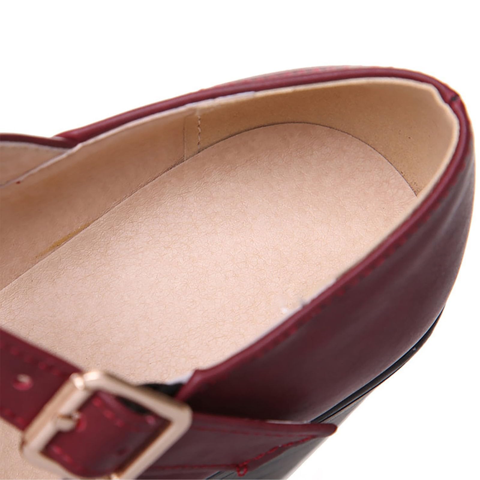 Pumps Damen Elegant Plateau Schuhe Chunky Leder Mary Jane Schuhe Bequeme