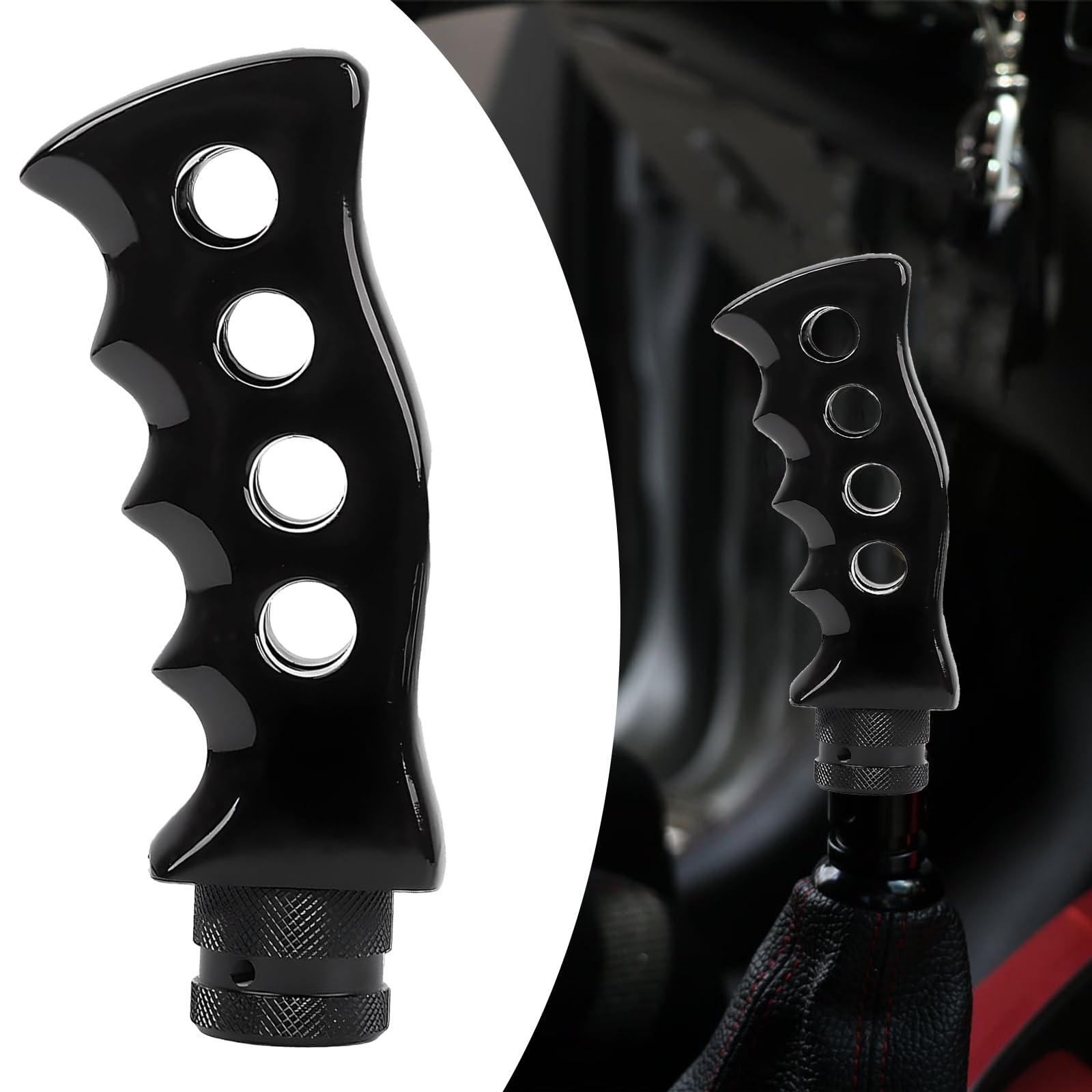 Pack-1 Car Shift Knob Lever, 4.92" x 0.98" Personalized Knife Handle Gear Lever Decoration with Easy-to-Grip Curved, with Adapter Mounting, Universal for Manual Transmission Cars (Black)