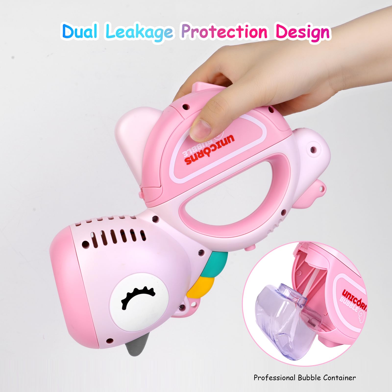 Macchina Automatica per Bolle per Bambini, Unicorno Pistole per Bolle Con luce LED e Musica, Pistola Bolle di Sapone Bambini, Sparabolle di Sapone Bambini, Feste all'aperto, Matrimoni