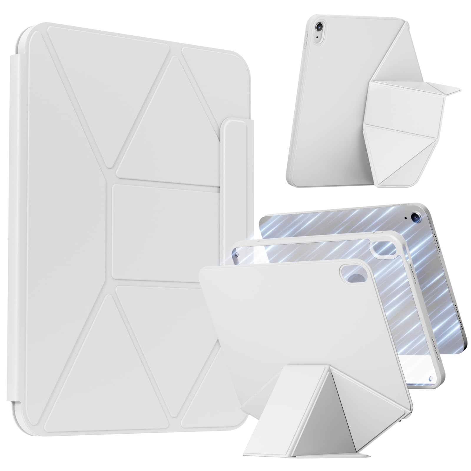 KenKe Schutzhülle für iPad (A16) 11. / 10. Generation (2025/2022) mit abnehmbarem Stifthalter, magnetischer, abnehmbarer Hybrid-schlanker Ständer, um 360° drehbar, transparente harte Rückseite aus