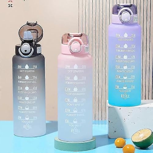 JOYHAPPST 1 Liter Motivational Water Bottle Noozle With Time Marker Leakproof Sports Water Bottle For Gym Camping Tour