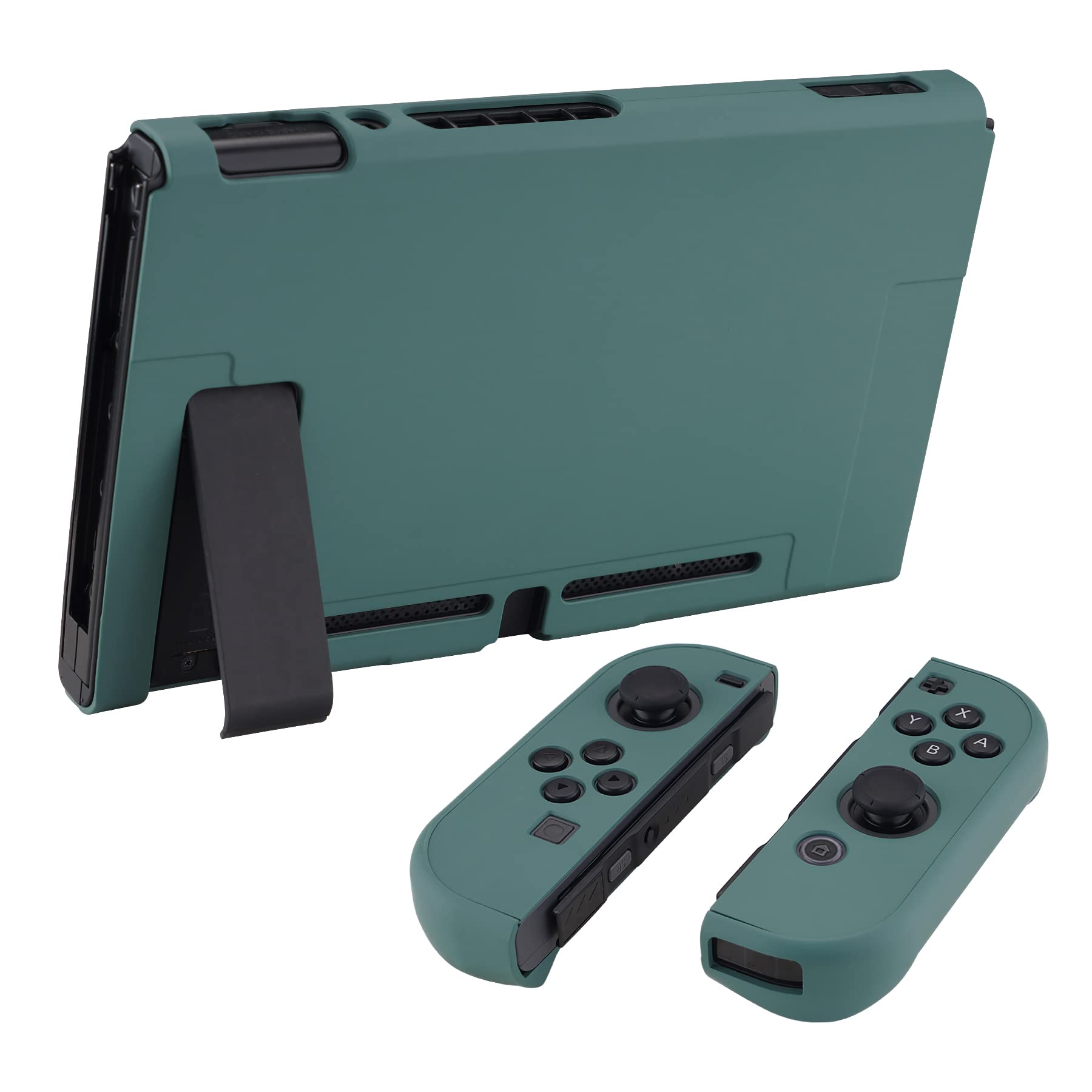 eXtremeRate PlayVital Back Cover for Nintendo Switch Console, NS Joycon Handheld Controller Separable Protector Hard Shell, Customized Dockable Protective Case for Nintendo Switch - Hunter Green — view 5